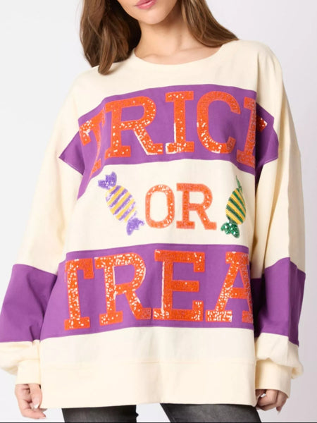 Halloween Trick Or Treat Sequin Sweatshirt