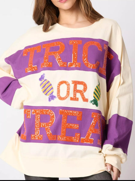Halloween Trick Or Treat Sequin Sweatshirt