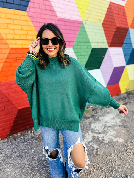 Side Slit Dupe Sweater S/M Forest