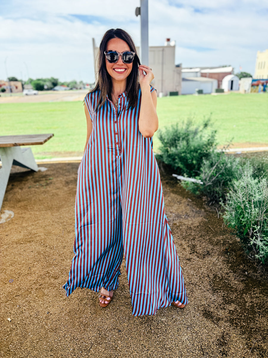 Allie Satin Stripe Jumpsuit – The Vinedresser
