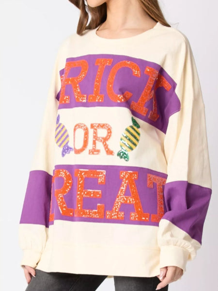 Halloween Trick Or Treat Sequin Sweatshirt