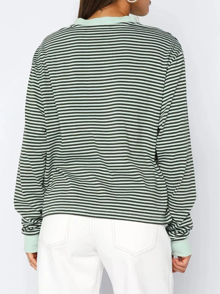 Striped Oversized Round Neck Sweatshirt: WAREHOUSE FIND
