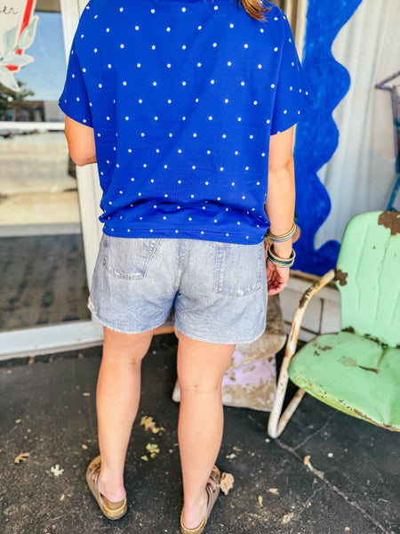 Denim Print French Terry Shorts