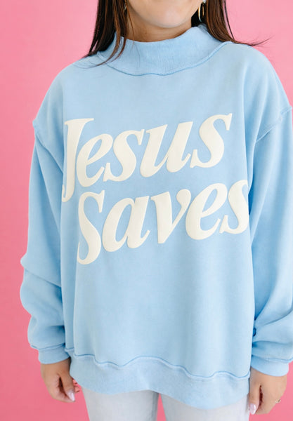 Jesus Saves Mock Neck Sweatshirt