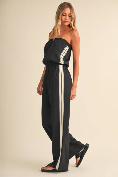 Klesis - IJP3448 STRAPLESS STRIPE TRIM JUMPSUIT