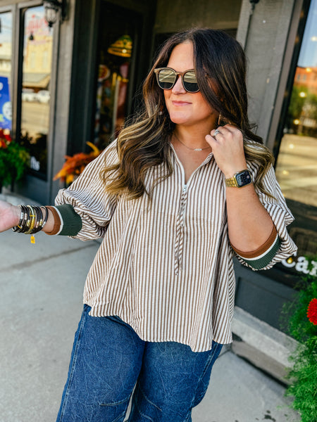 Henley Half Zip Blouse