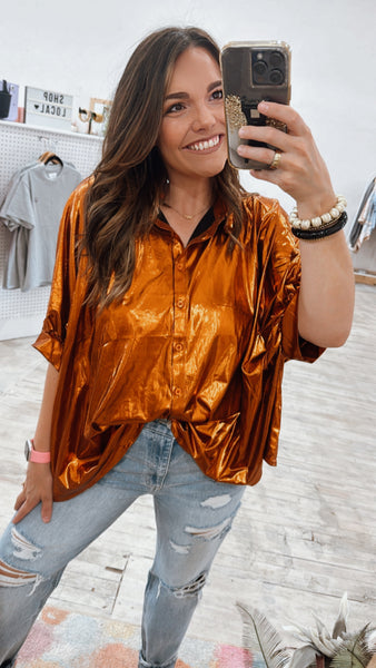 Metallic Orange Blouse    