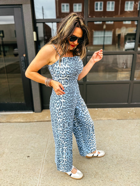 Blue Leopard Jumpsuit