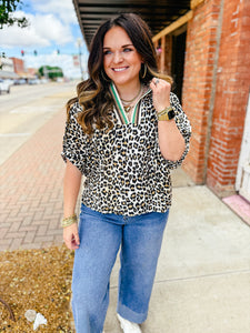 Leopard & Green Blouse
