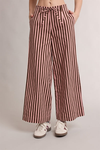 Sienna Striped High-Rise Wide Leg Pants – Blush & Chocolate