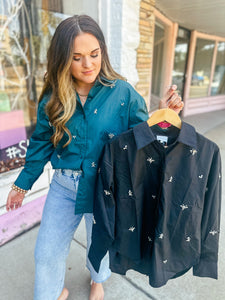 Embellished Button Up Blouse    