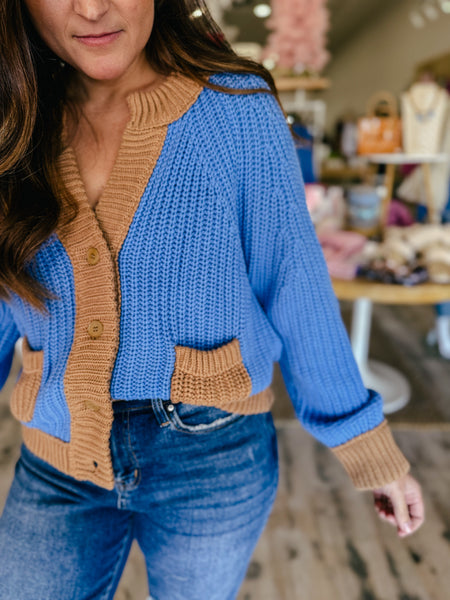 Jessie Blue & Camel Cardigan