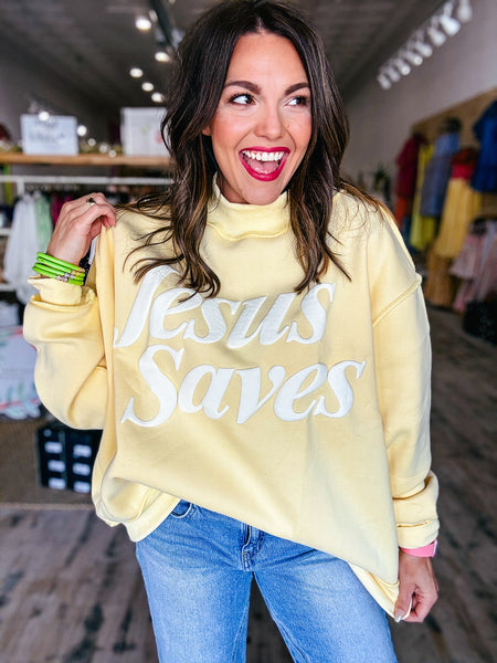 Jesus Saves Mock Neck Sweatshirt