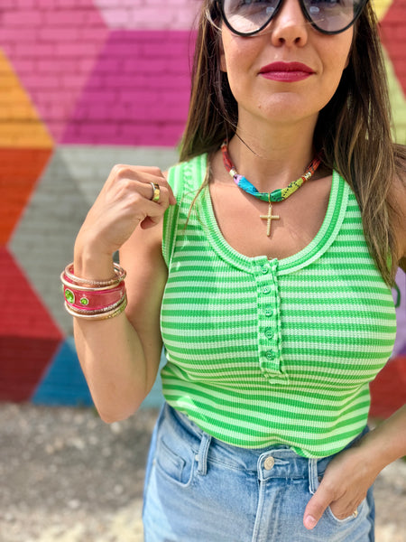 Lime Stripe Tank