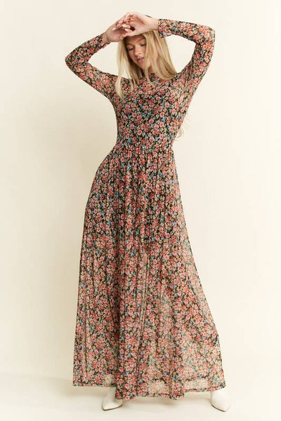 JADE BY JANE - FLORAL PRINT MAXI DRESS Black M