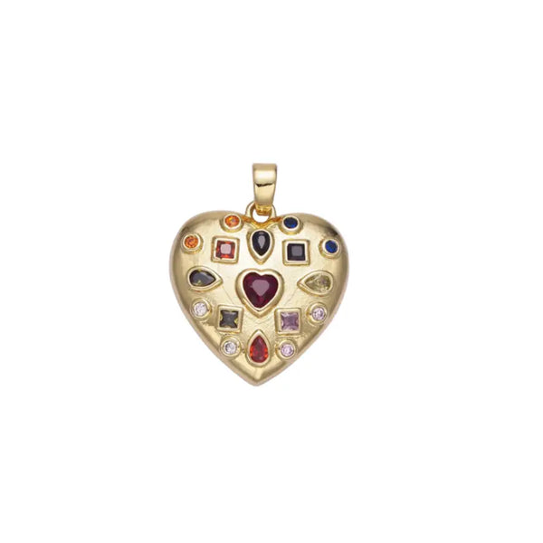 Large Charm  Colorful Stone Heart  