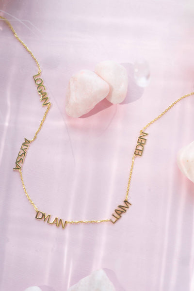 The Sis Kiss - Custom Cherish Multiple Name Necklace (Water Resistant)