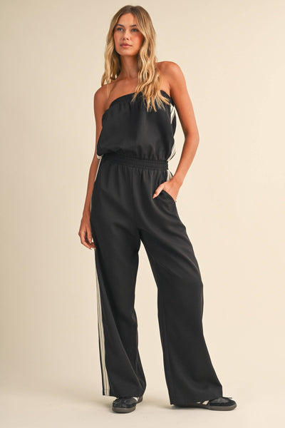 Klesis - IJP3448 STRAPLESS STRIPE TRIM JUMPSUIT
