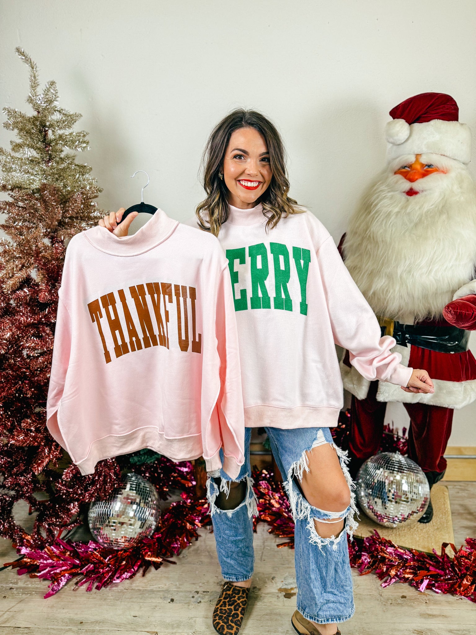 Holiday 2 in 1 Reversible Mock Neck Spirit Sweatshirt