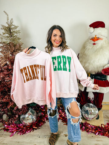 Holiday 2 in 1 Reversible Mock Neck Spirit Sweatshirt