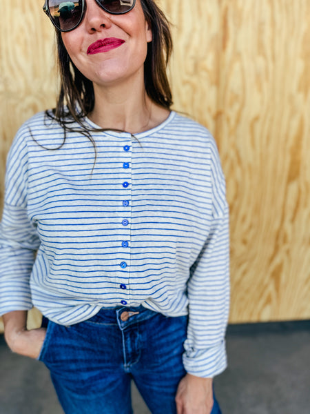 Asher Coastal Blue Stripe Lightweight Cardigan