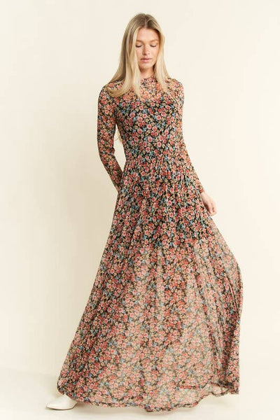 JADE BY JANE - FLORAL PRINT MAXI DRESS Black XL