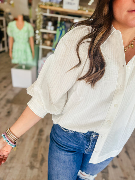 Off White Textured Blouse