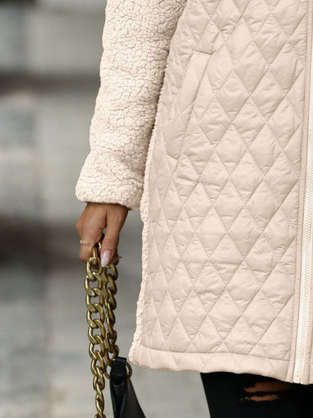 Texture Zip Up Long Sleeve Hooded Coat    