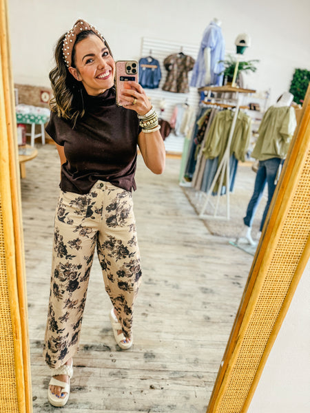 Taupe Floral Pant