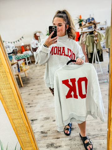 2 in 1 Reversible Mock Neck Spirit Sweatshirt Oklahoma/OK S/M