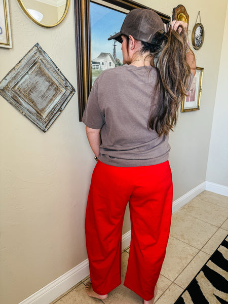 Abby Barrel Sweatpant in Cherry Red