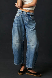 Wide Leg Jeans with Pockets Dusty Blue S