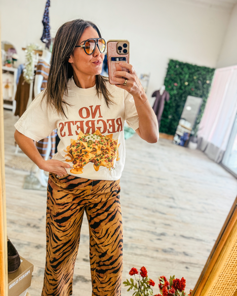 Wild Edge Tiger Stripe Wide-Leg Denim Pants