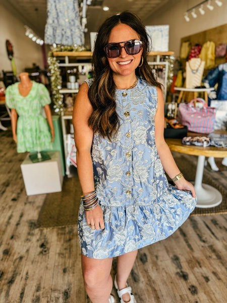 Jacquard Blue Dress