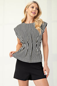Stripe Pleated Blouse