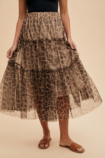 Tiered Leopard Skirt