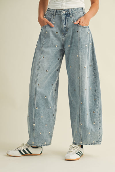Studded Barrel Denim