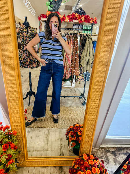 The Effortless Muse: High Rise Frayed Wide Leg Jeans