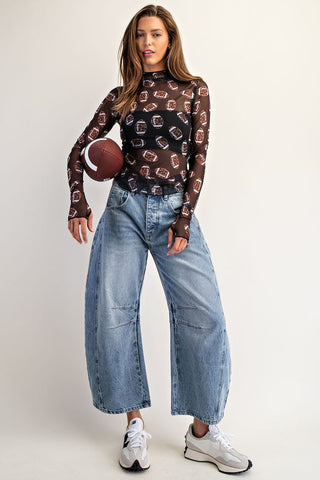 Leopard Football Mesh Layering Top