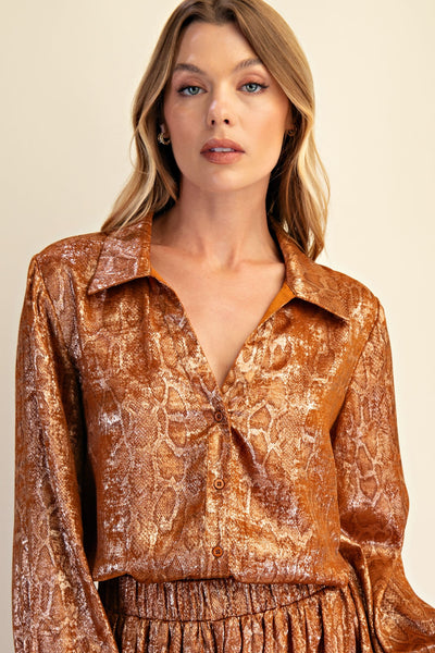 Katy Snake Button Down