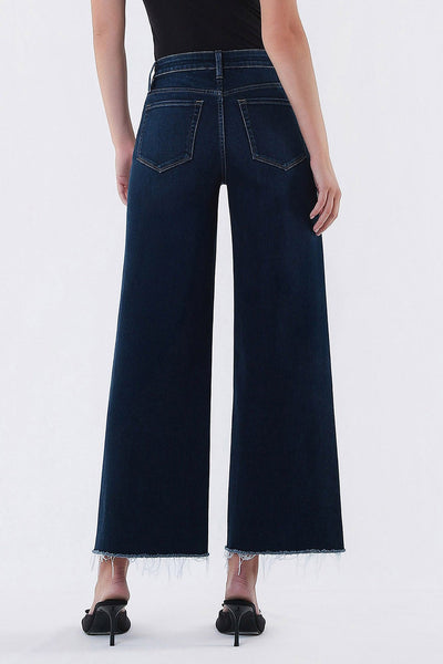 The Effortless Muse: High Rise Frayed Wide Leg Jeans