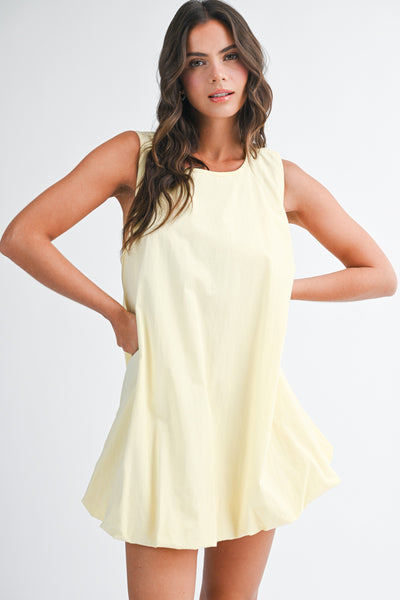 Bubble Hem Dress Small Yellow