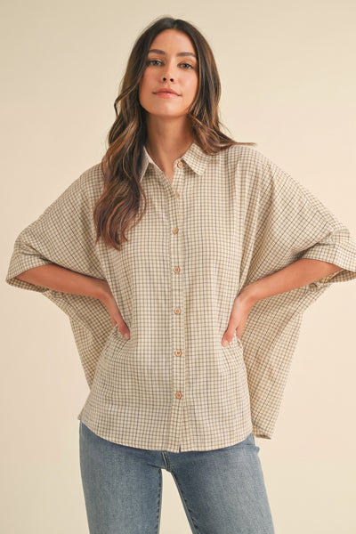 Oversized Plaid Blouse