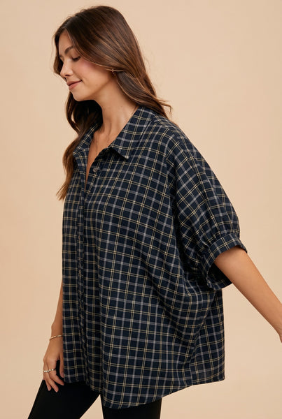 Oversized Plaid Blouse