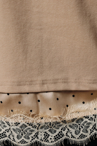 Effortless Layered Polka Dot & Lace Tee