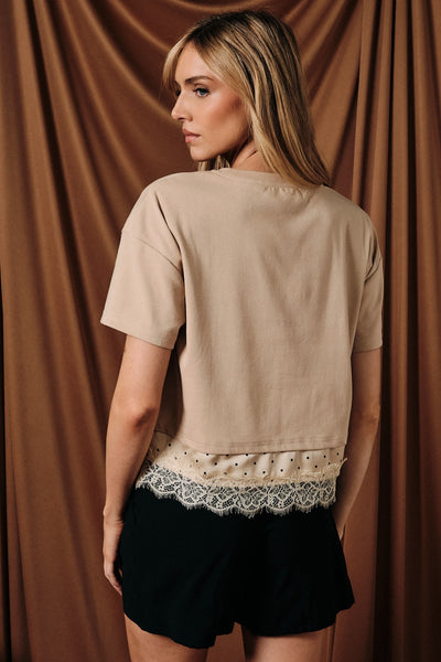 Effortless Layered Polka Dot & Lace Tee