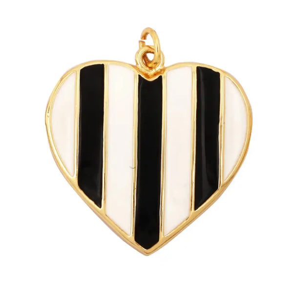 Large Charm  Black & White Heart  