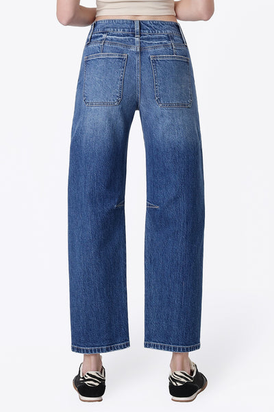 The "Main Character" Side-Button High Rise Barrel Jeans