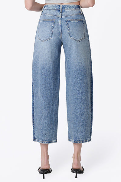 The Bolden Sculpted Crop: High-Rise Two-Tone Barrel Leg Jeans