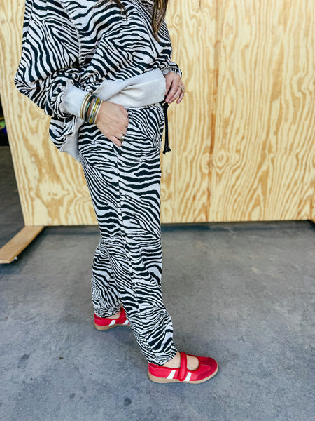 Zebra Print Elastic Cuff Jogger
